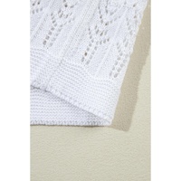 White Frenchy Hollow Out Knitted V Neck Cardigan - S thumbnail