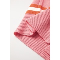 Pink Stripe Drop Shoulder Buttons Cardigan Sweater - 2XL thumbnail