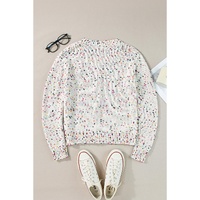 White Multicolor Confetti Sweater Cardigan - XL thumbnail