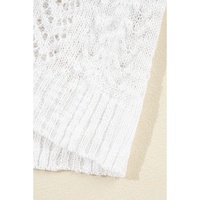 White Solid Open Knit Cardigan - L thumbnail