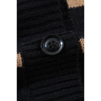 Black Stripe Buttoned V Neck Drop Shoulder Loose Cardigan - 2XL thumbnail