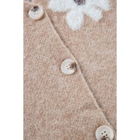 Smoke Gray Floral Print V Neck Knitted Button up Cardigan - L thumbnail