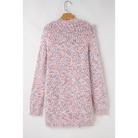 Pink Multicolor Confetti Open Front Knit Cardigan - L thumbnail