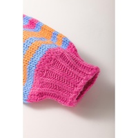 Rose Stripe Colorful Puff Sleeve Drop Shoulder Loose Cardigan - XL thumbnail