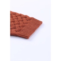 Brown Open Front Woven Texture Knitted Cardigan with Pockets - XL thumbnail