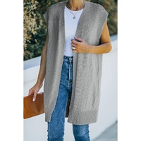Gray Basic Vest Cardigan Sweater - L thumbnail