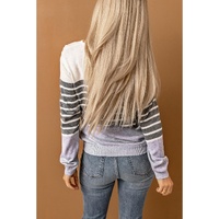 Gray Striped Colorblock Sweater - 2XL thumbnail