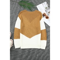 Two-Tone Chevron Pullover Sweater - M thumbnail