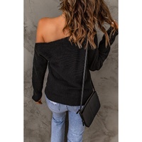 Azura Exchange Black Striped Long Sleeve Knit Sweater - S thumbnail