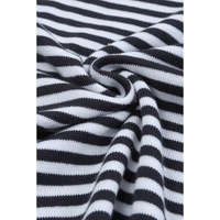 Contrast Trimmed Striped Drop Shoulder Sweater - M thumbnail