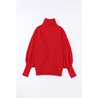 Azura Exchange Red Merry Letter Embroidered High Neck Sweater - M thumbnail