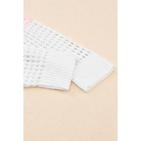 Azura Exchange Eyelet Knit Top with Twisted Back and Color Block Design - S thumbnail