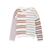 Stripe Blocked Drop Shoulder Slouchy Sweater - XL thumbnail