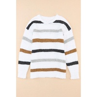 Striped Popcorn Knit Sweater - L thumbnail