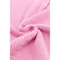 Pink Ribbed Knit V Neck Sweater - L thumbnail