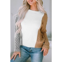 Multicolor Colorblock Textured Drop Shoulder Sweater - L thumbnail