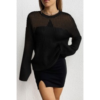 Black Seeing Stars Oversized Sweater - L thumbnail