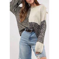 Black Neutral Colorblock Tie Back Sweater - L thumbnail