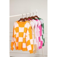 Rose Checkered Bishop Sleeve Sweater - M thumbnail
