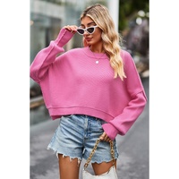 Ribbed Trim Drop Shoulder Baggy Sweater - XL thumbnail