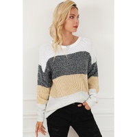 Multicolour Color Block Drop Shoulder Knit Sweater - XL thumbnail