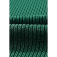 Blackish Green Patch Pocket Ribbed Knit Short Sleeve Sweater - L thumbnail