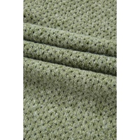 Jungle Green Loose Eyelet V Neck Drop Shoulder Sweater - M thumbnail