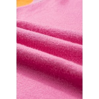 Bright Pink Contrast Flutter Sleeves Knitted Sweater T Shirt - M thumbnail