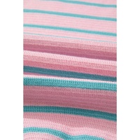 Pink Stripe Trimmed Round Neck Drop Shoulder Loose Sweater - XL thumbnail