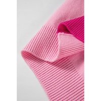 Bonbon Three Tone Contrast Round Neck Loose Sweater - L thumbnail