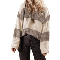 Simply Taupe Colorblock Loose Pullover Sweater - L thumbnail