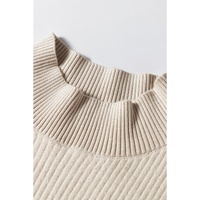 Apricot Thermal Lined Ribbed Knit Mock Neck Sweater - XL thumbnail