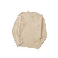 Parchment Solid Textured Knit Split Cuff Drop Shoulder Loose Sweater - 2XL thumbnail