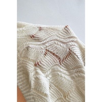 Beige Hollow Out Knit V Neck Drop Shoulder Sweater - L thumbnail