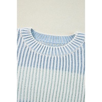 Multicolour Colorblock Textured Knit Bubble Sleeve Sweater - XL thumbnail