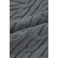 Medium Grey Color Contrast Ribbed Edge Cable Knit V Neck Sweater - 2XL thumbnail