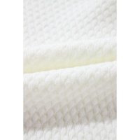 White Colorful Flower Applique Textured Knit Sweater - M thumbnail