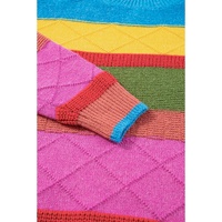 Light Blue Colorblock Mixed Textured Drop Shoulder Sweater - S thumbnail