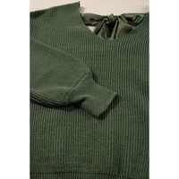 Jungle Green Lantern Sleeve V Neck Knot Back Sweater - XL thumbnail