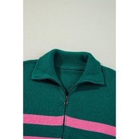 Green Collared Quarter Zipper Oversized Sweater - 3XL thumbnail