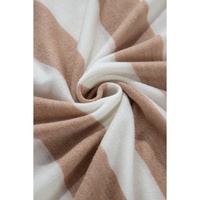 Apricot Colorblock Striped Round Neck Drop Shoulder Sweater - L thumbnail