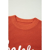 Gold Flame Thanks Giving Letter Graphic Crew Neck Sweater - L thumbnail