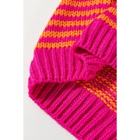 Rose Stripe 3/4 Puff Sleeve Drop Shoulder Sweater - M thumbnail
