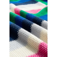 Bright Green Rainbow Striped Crew Neck Drop Shoulder Sweater - S thumbnail