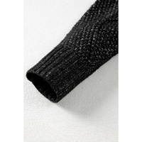 Black Cable Knit Drop Shoulder Loose Fit Sweater Dress - M thumbnail