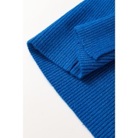 Dark Blue Solid Ribbed Knit Sheath Sleeveless Midi Sweater Dress - XL thumbnail