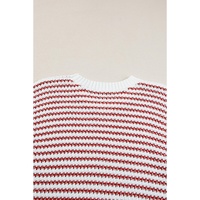 Red Stripe Ribbed Trim Loose Fit Knitted Sweater Vest - L thumbnail