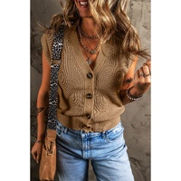 Parchment V Neck Buttoned Front Sweater Vest - S thumbnail