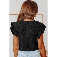 Azura Exchange Cable Knit Ruffle Sleeve Top - XL thumbnail