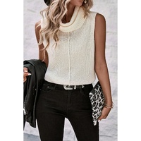 White Central Seam Cowl Neck Sweater Vest - L thumbnail